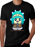 Cartoon Character T-Shirt - Black Cotton Tee
