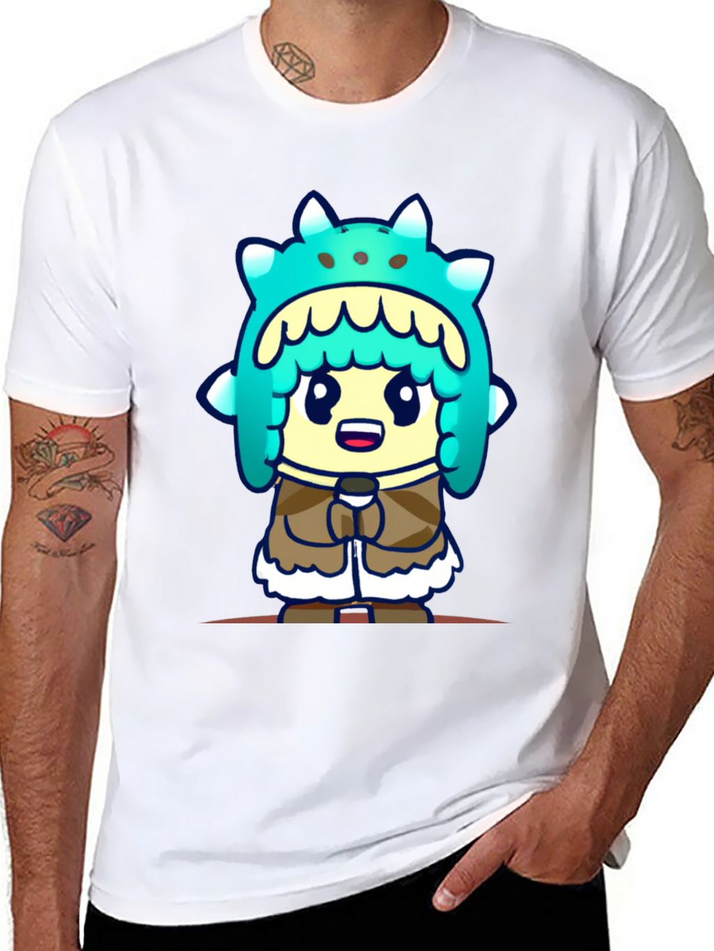 Cartoon Character T-Shirt - Black Cotton Tee