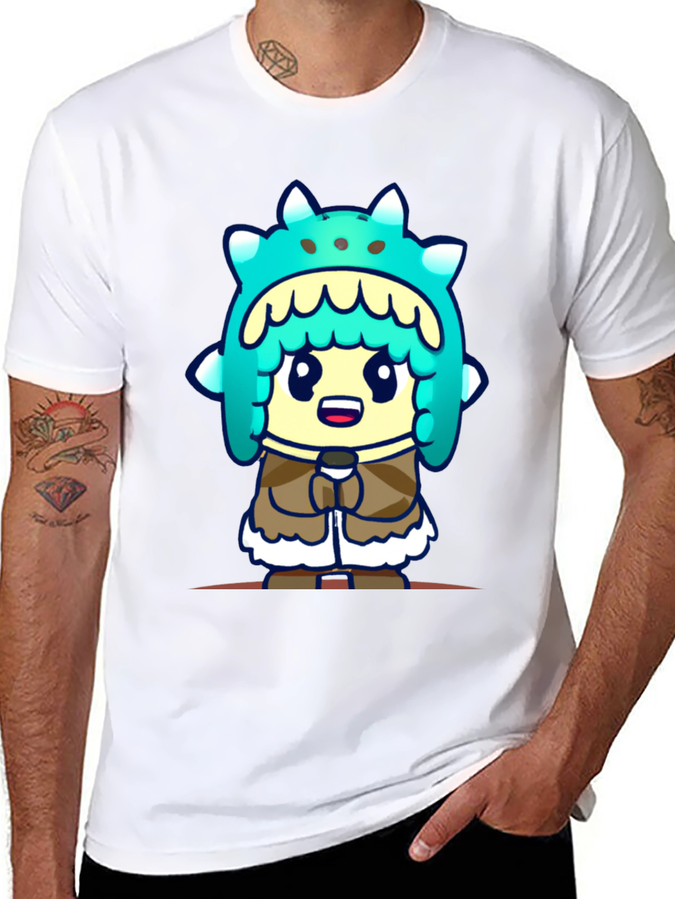 Cartoon Character T-Shirt - Black Cotton Tee
