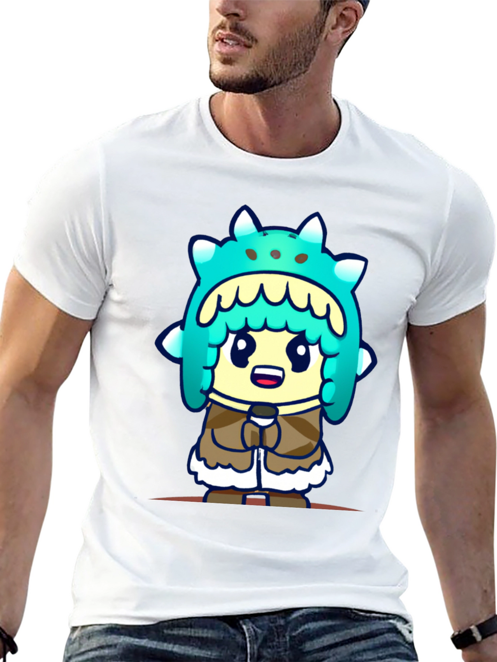 Cartoon Character T-Shirt - Black Cotton Tee