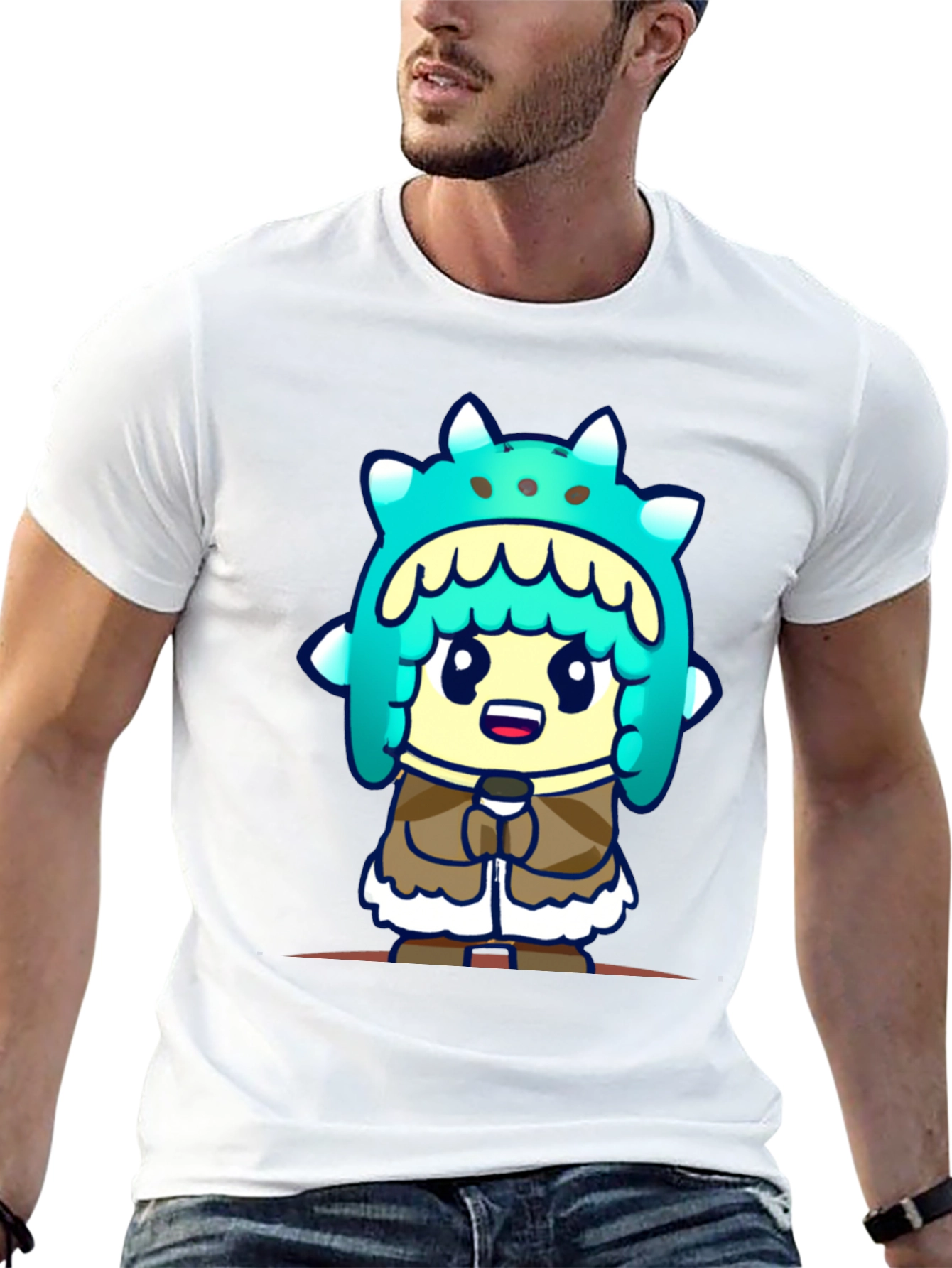 Cartoon Character T-Shirt - Black Cotton Tee