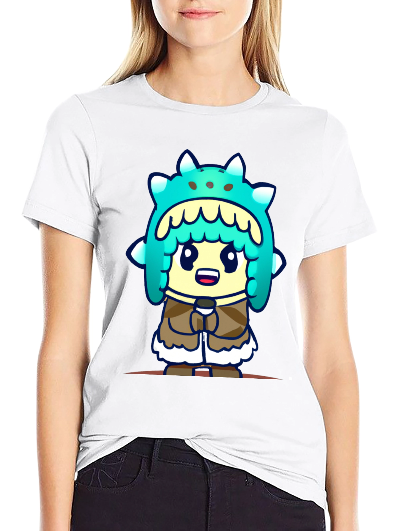 Cartoon Character T-Shirt - Black Cotton Tee