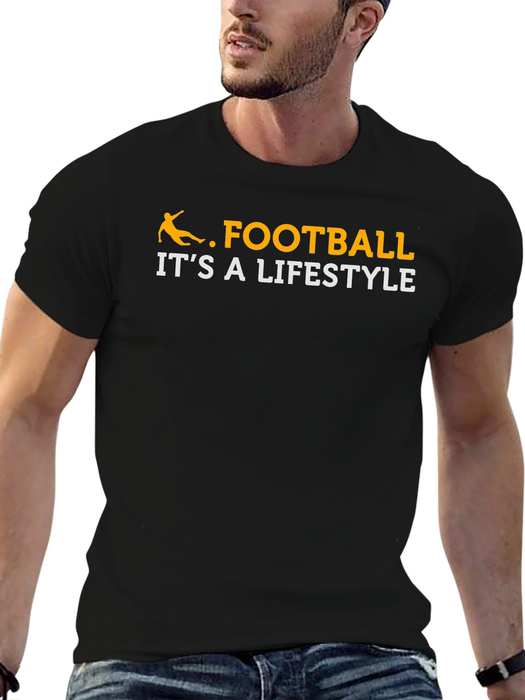 Football Lifestyle T-Shirt - Black Graphic Tee