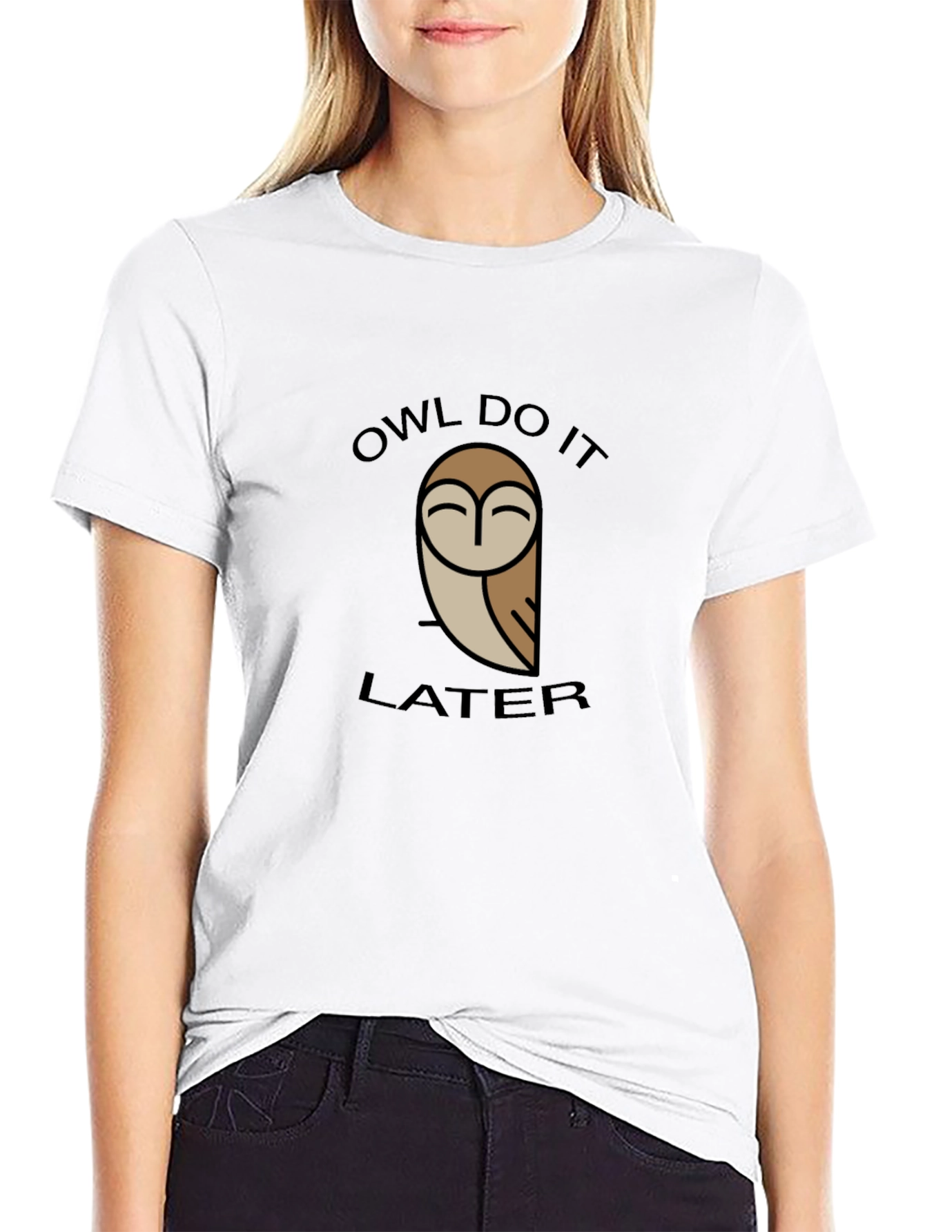 Owl Do It Later Graphic Tee - Black Cotton T-Shirt