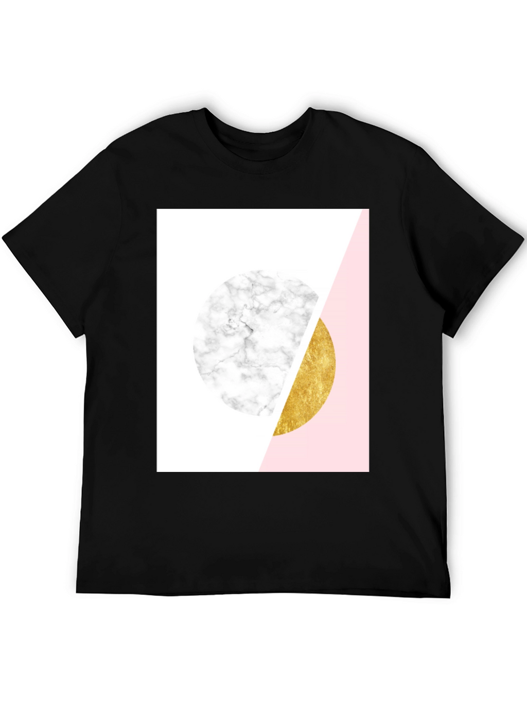 Geometric Marble and Gold Circle T-Shirt