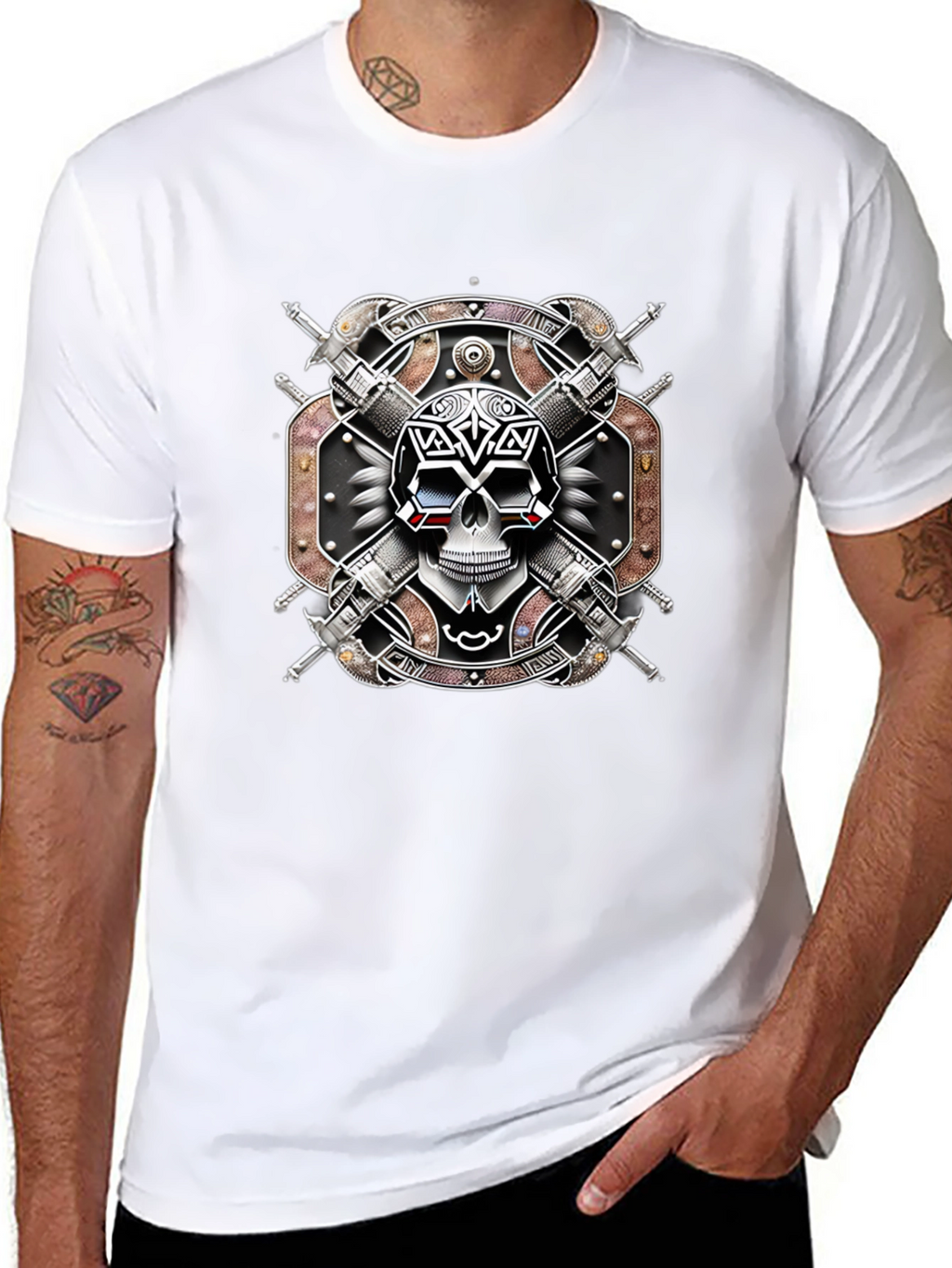 Skull & Swords Graphic Tee - Edgy Style
