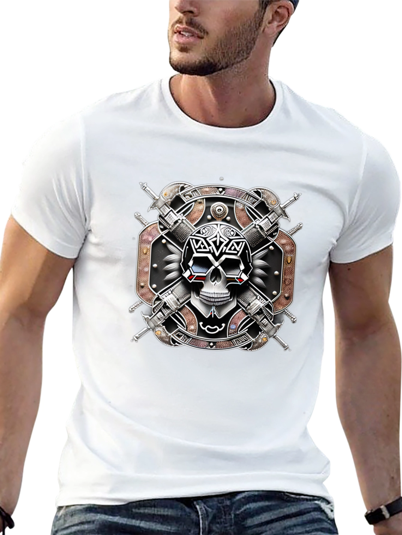 Skull & Swords Graphic Tee - Edgy Style