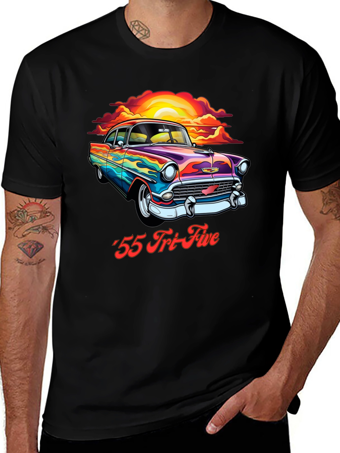 Retro 55 Tri-Five Car Graphic T-Shirt