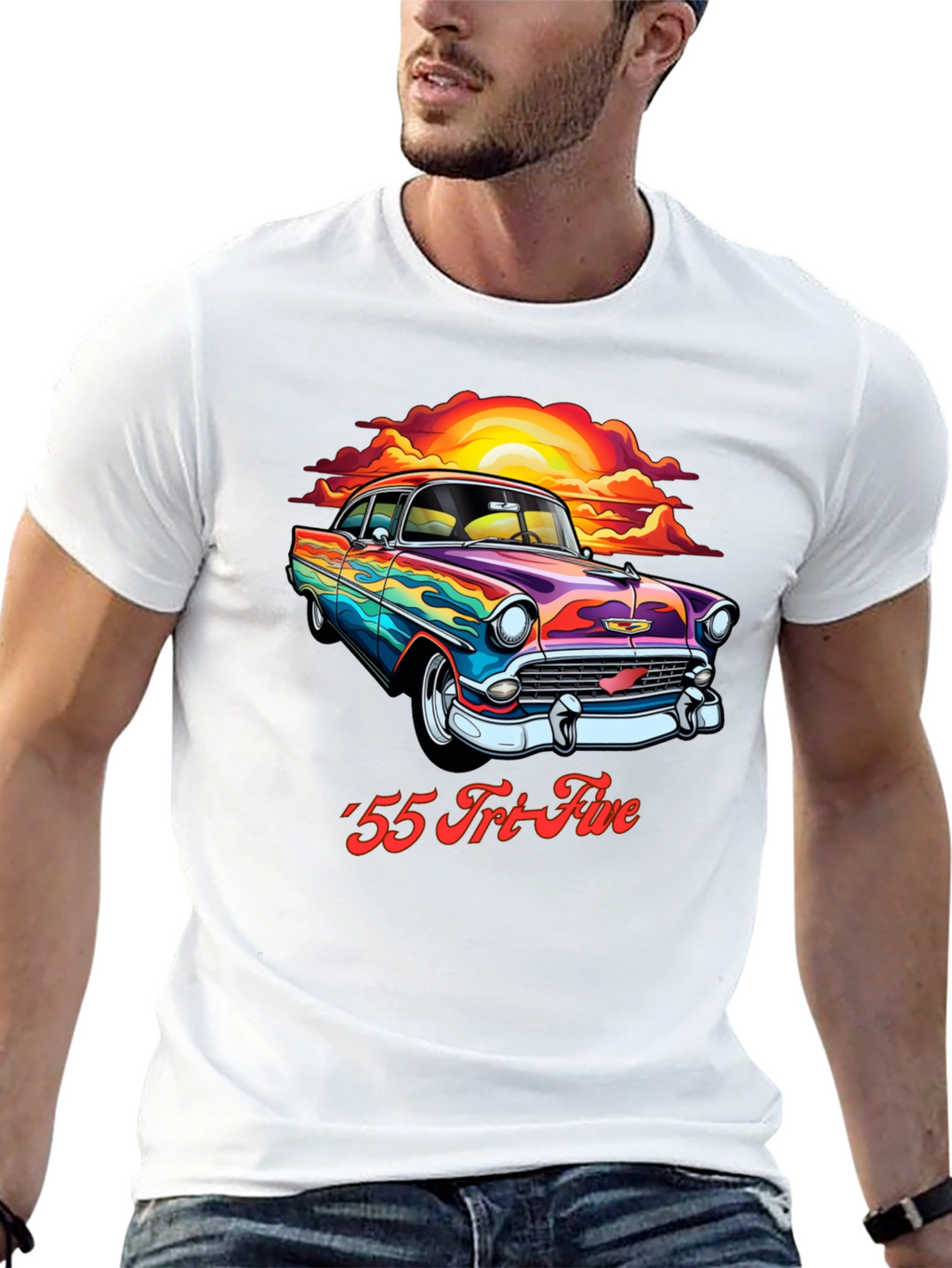Retro 55 Tri-Five Car Graphic T-Shirt