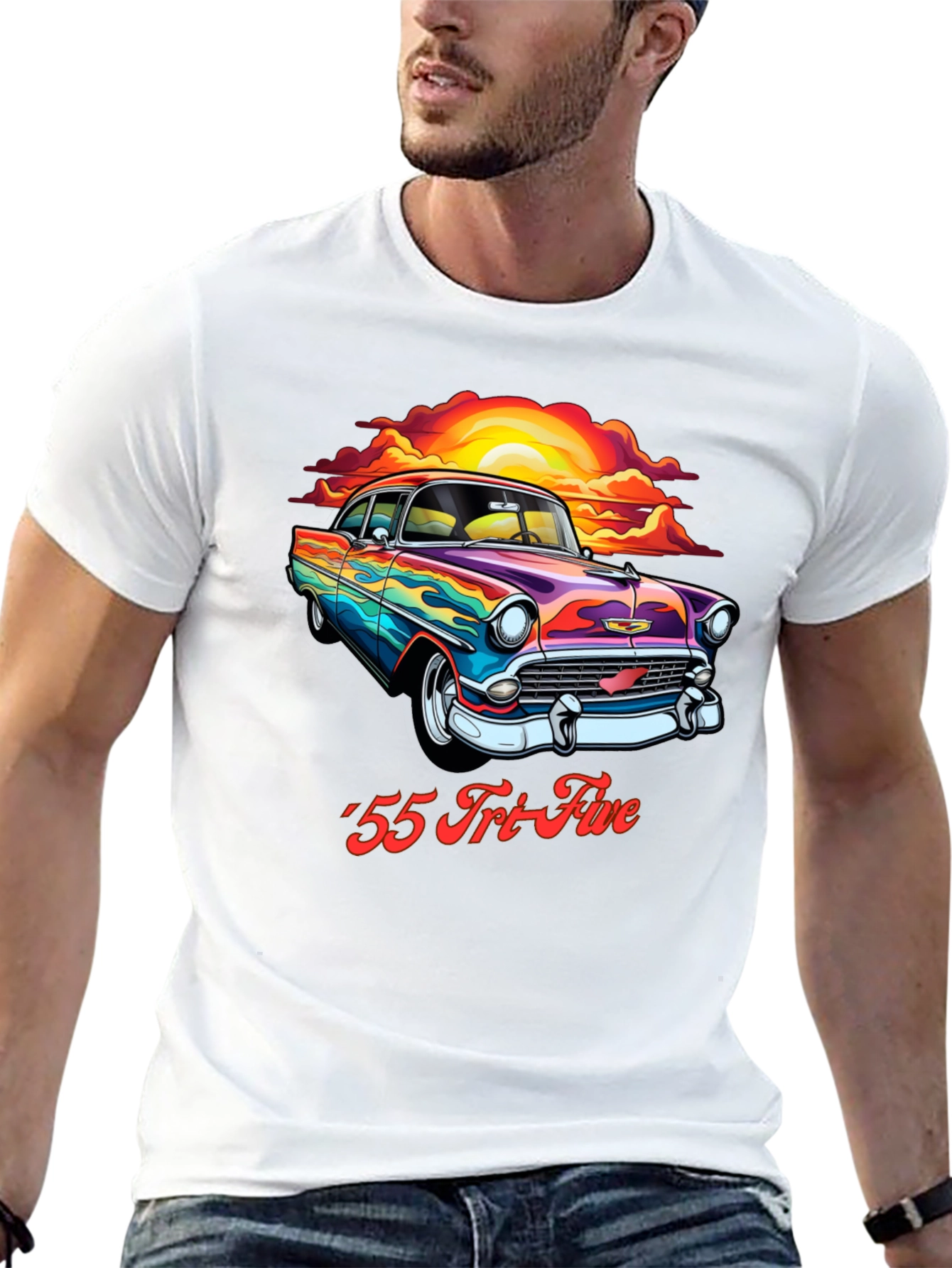 Retro 55 Tri-Five Car Graphic T-Shirt