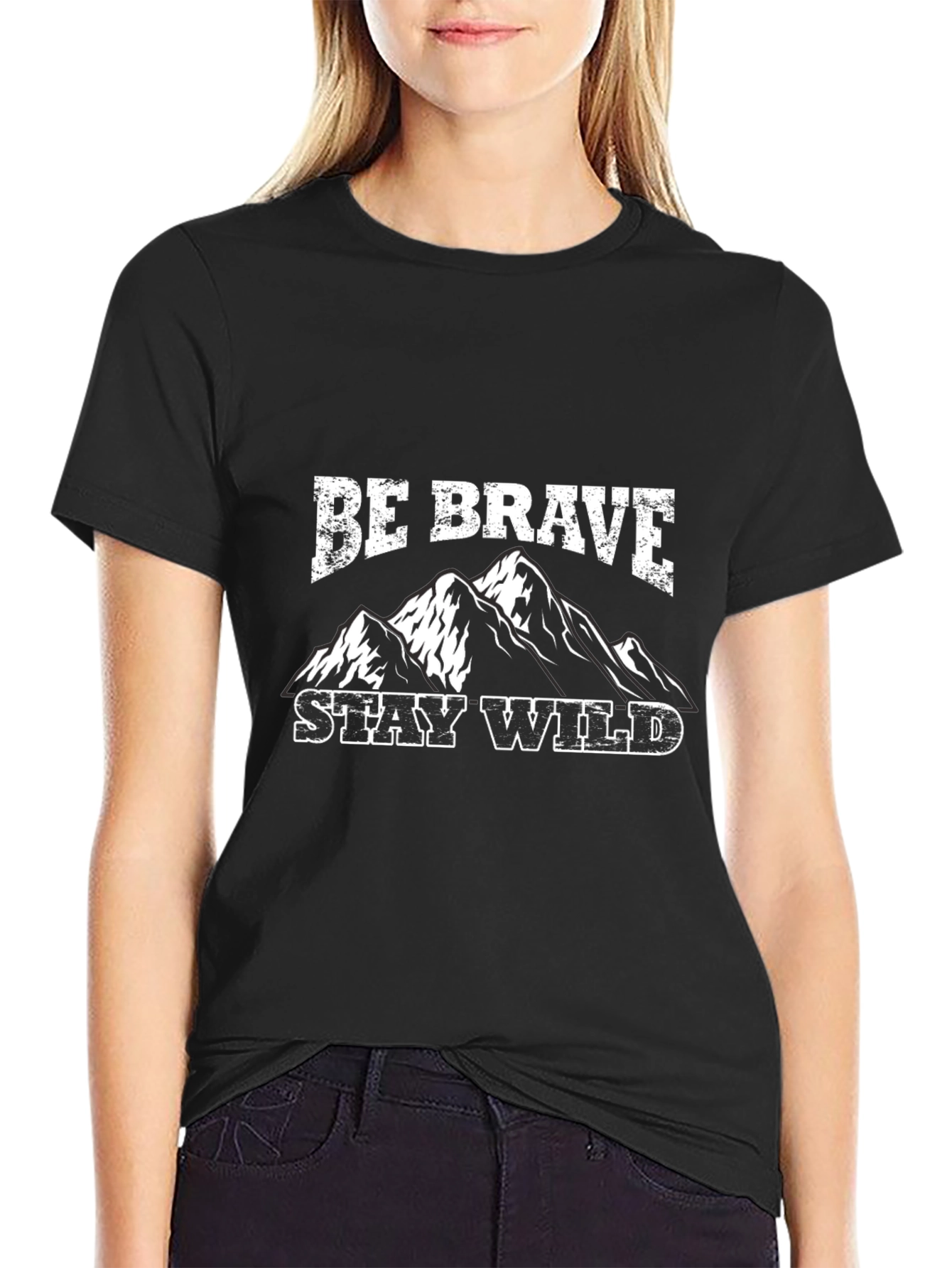 Be Brave Stay Wild Graphic Tee - Black