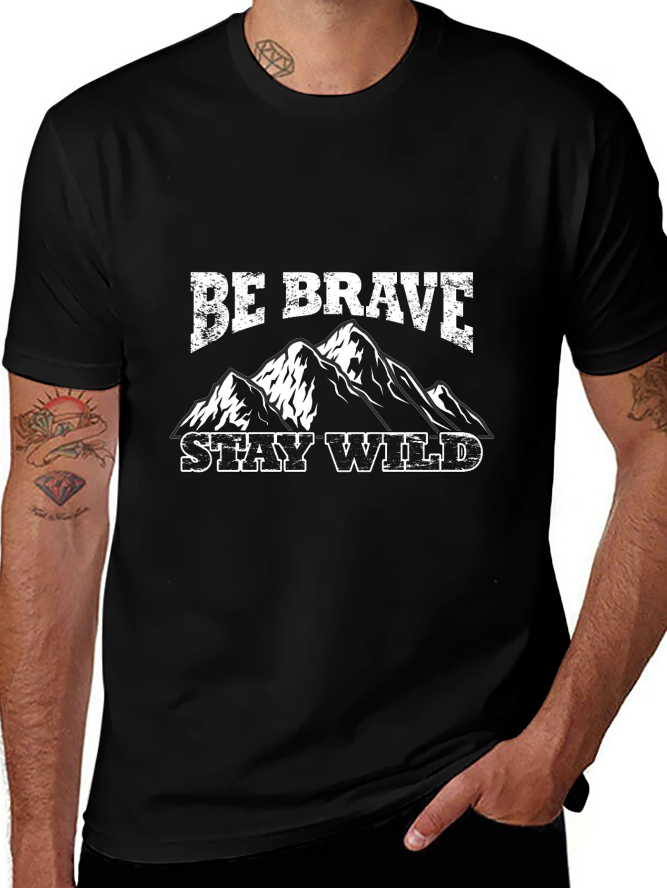 Be Brave Stay Wild Graphic Tee - Black