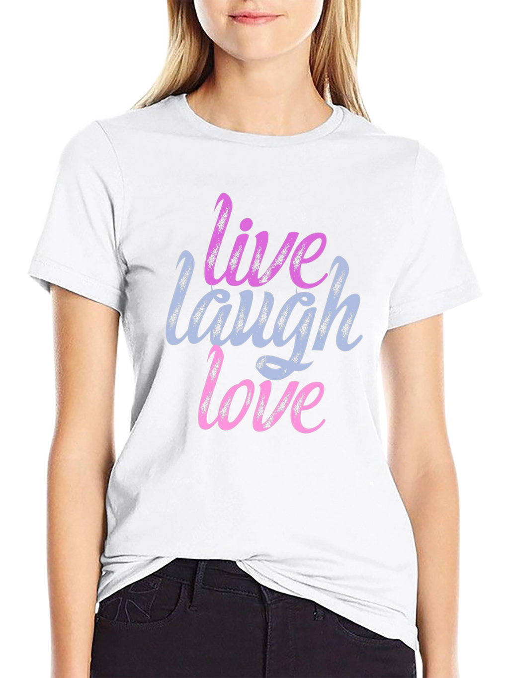 Live Laugh Love Graphic Print Black T-Shirt