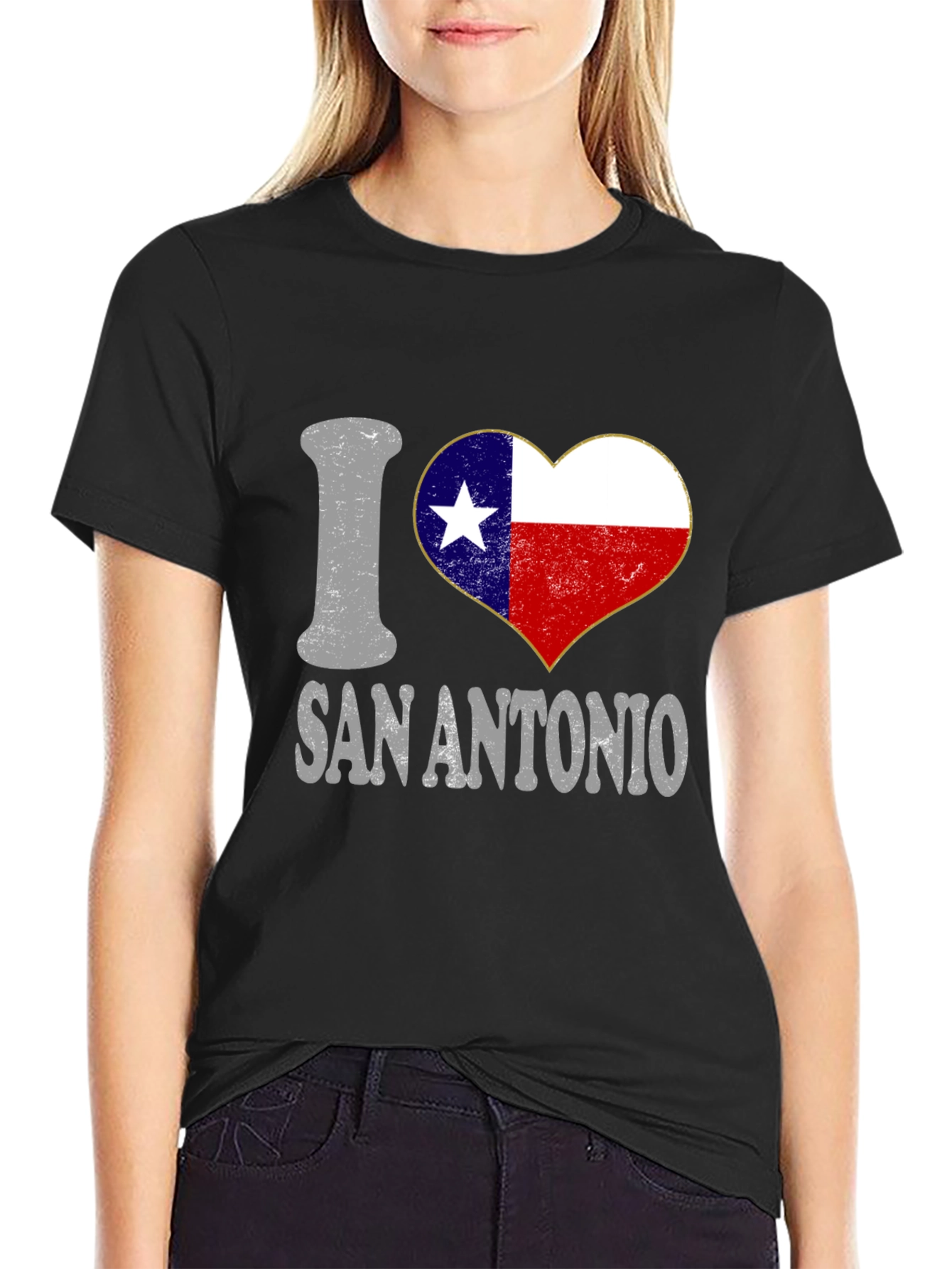 I Love San Antonio Texas Flag Heart T-Shirt
