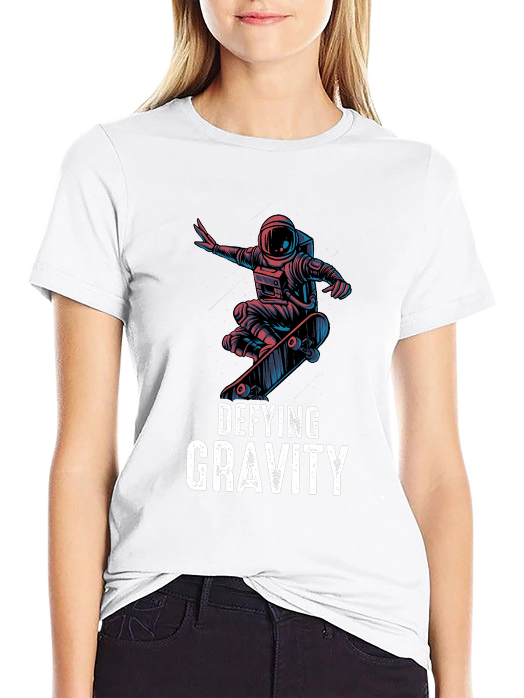 Defying Gravity Astronaut Skateboarder Graphic Tee