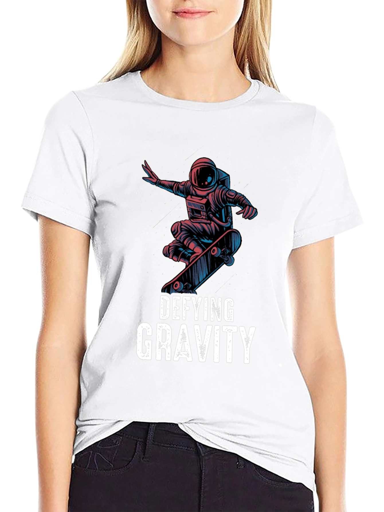 Defying Gravity Astronaut Skateboarder Graphic Tee