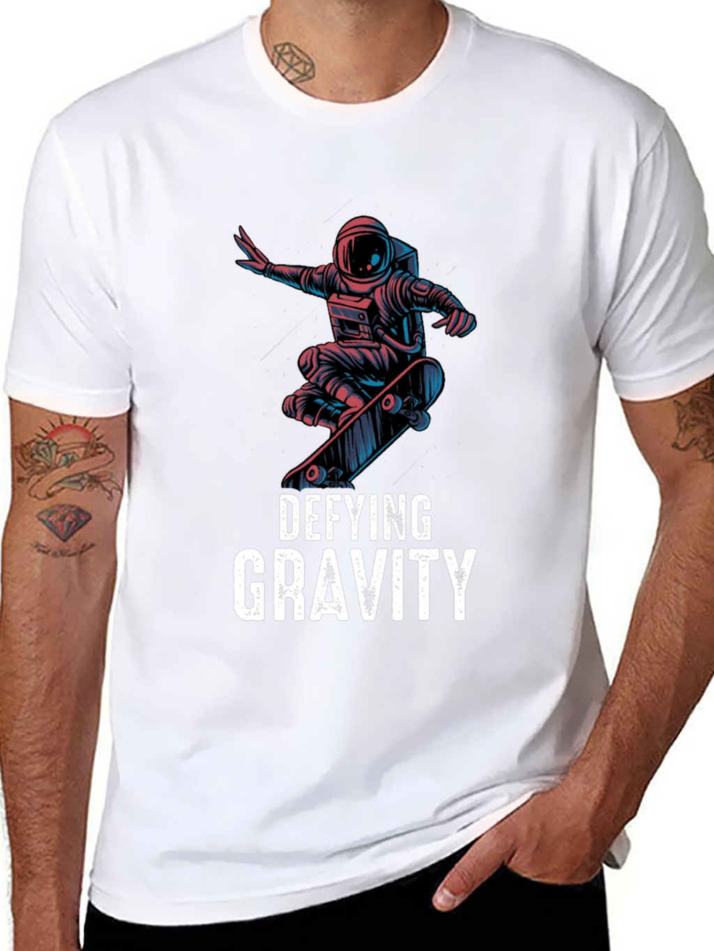 Defying Gravity Astronaut Skateboarder Graphic Tee