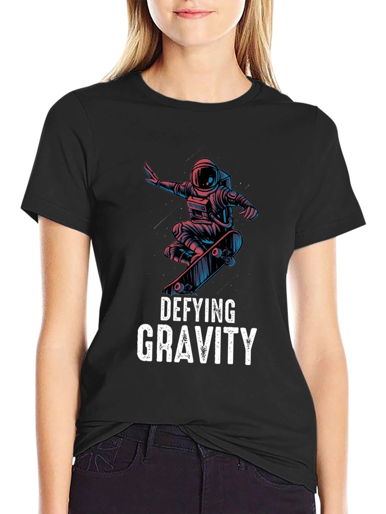 Defying Gravity Astronaut Skateboarder Graphic Tee