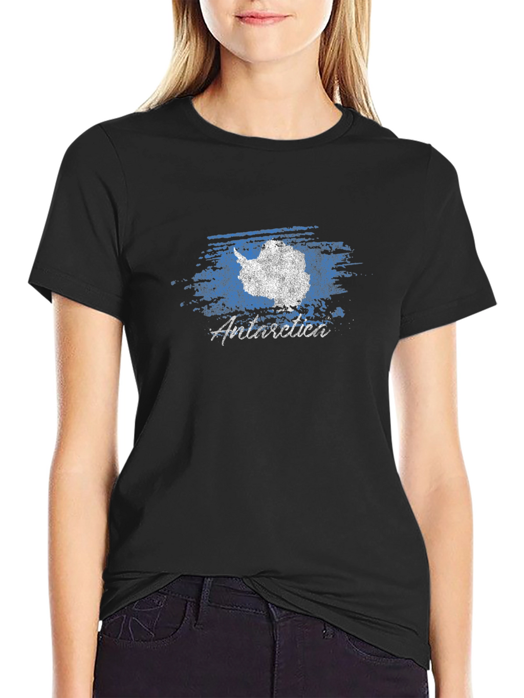 Antarctica Graphic Print T-Shirt - Black