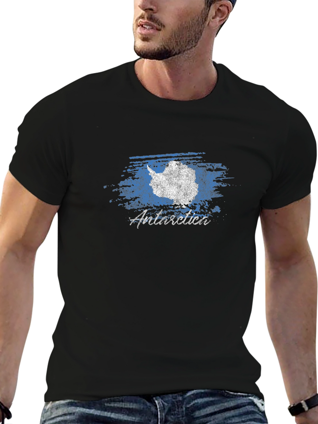 Antarctica Graphic Print T-Shirt - Black