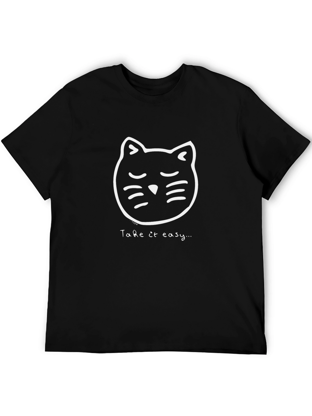 Mens Black T-Shirt with Cat Graphic