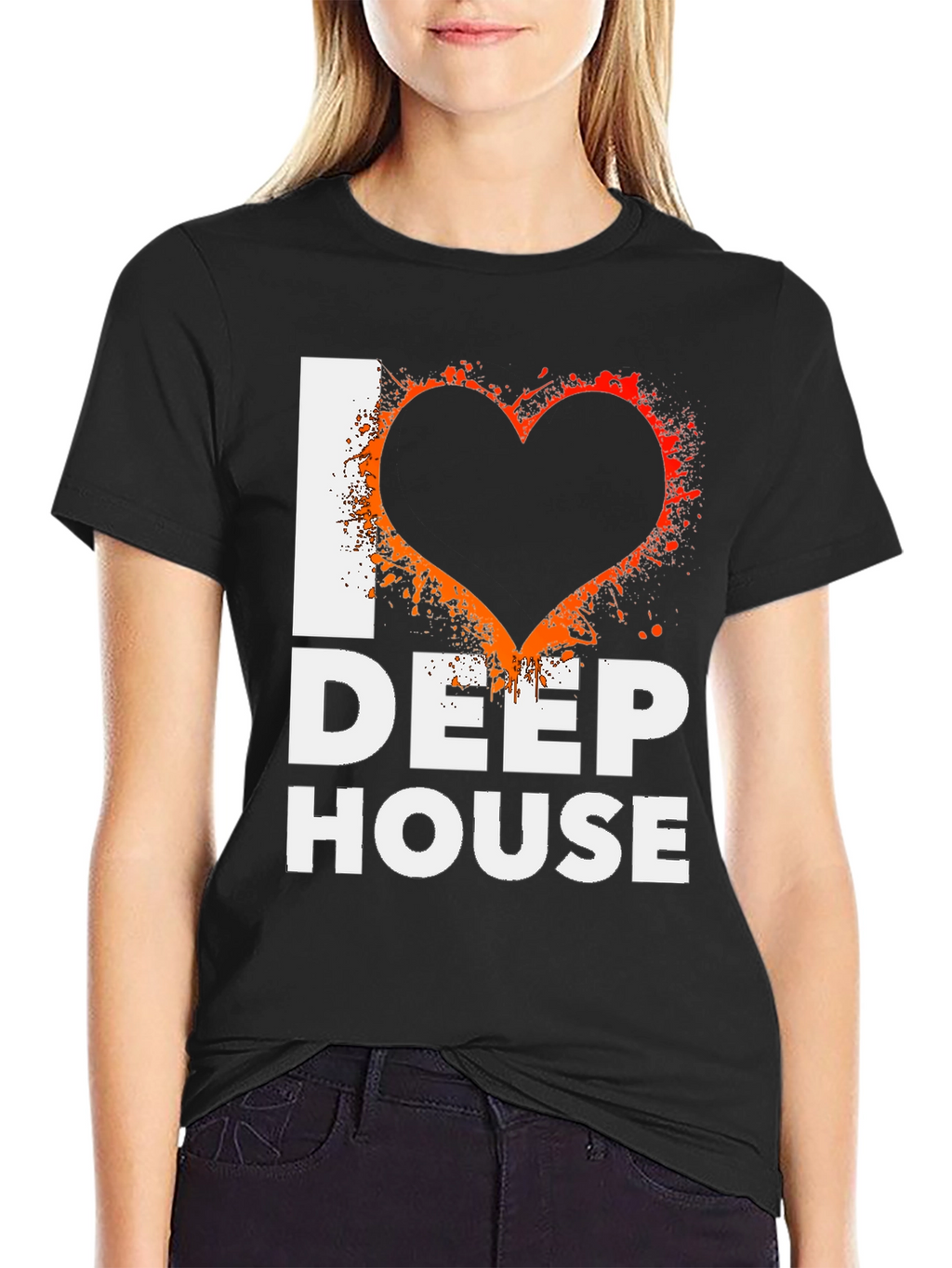I Love Deep House Black Graphic Tee