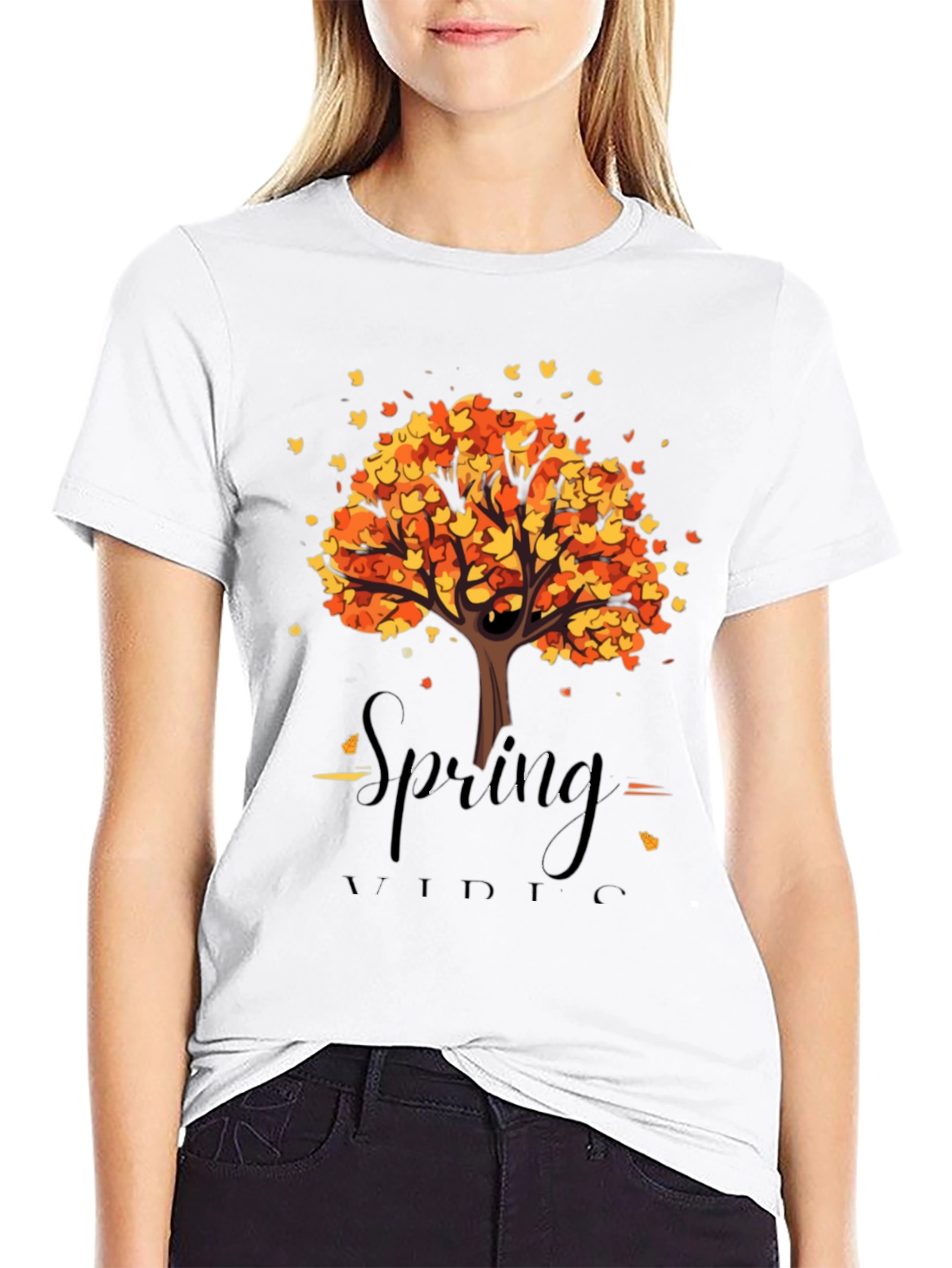 Autumn Tree Graphic Black T-Shirt