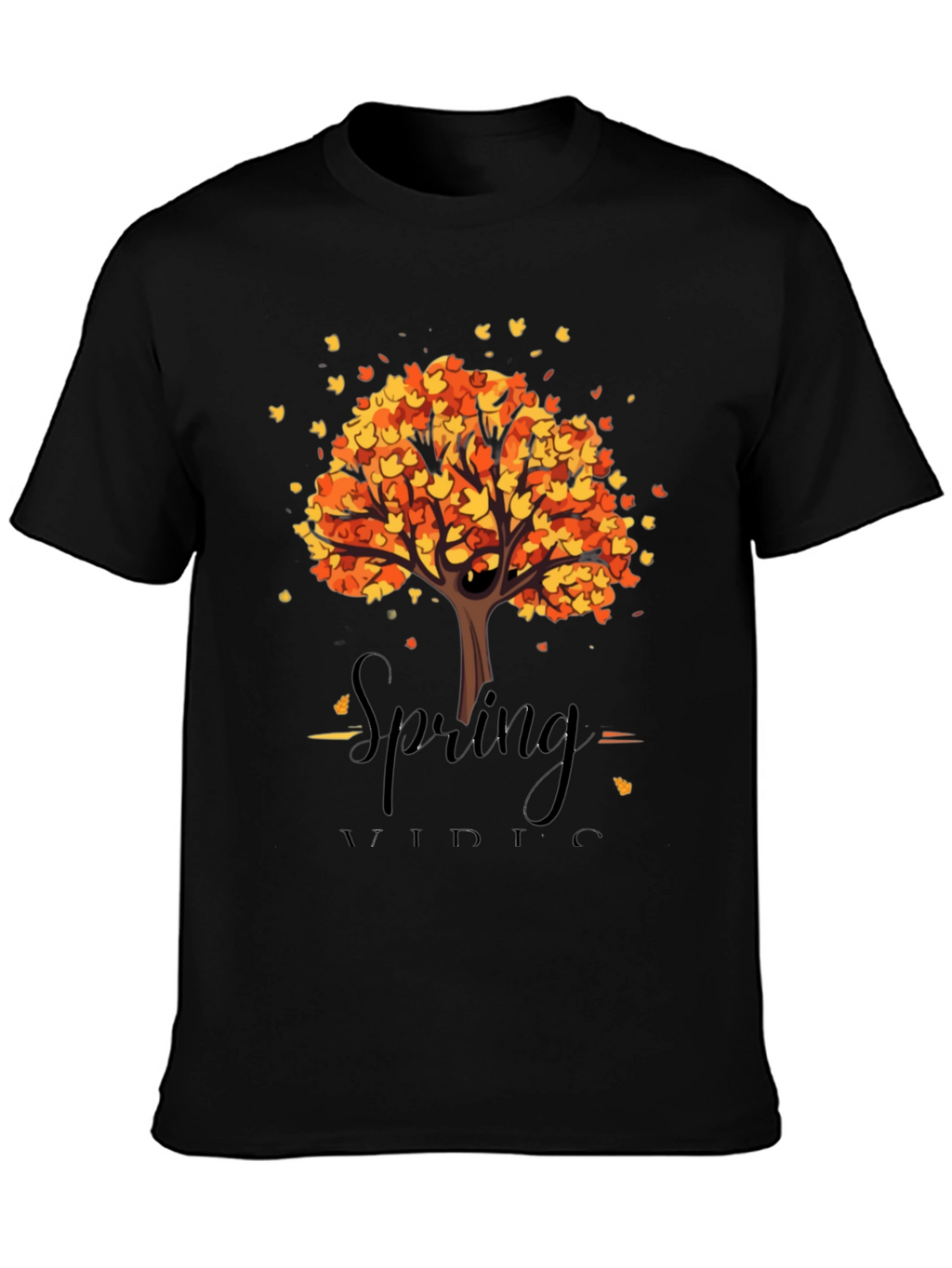 Autumn Tree Graphic Black T-Shirt