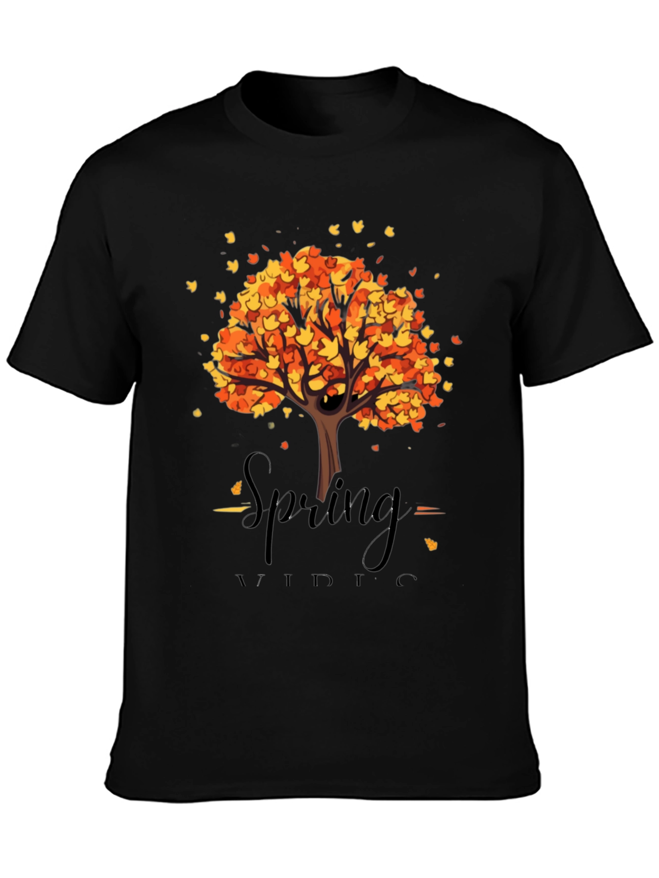 Autumn Tree Graphic Black T-Shirt