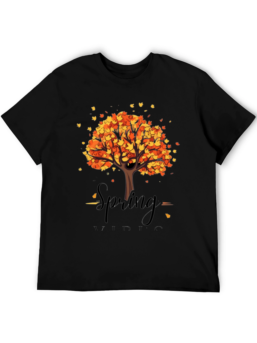 Autumn Tree Graphic Black T-Shirt