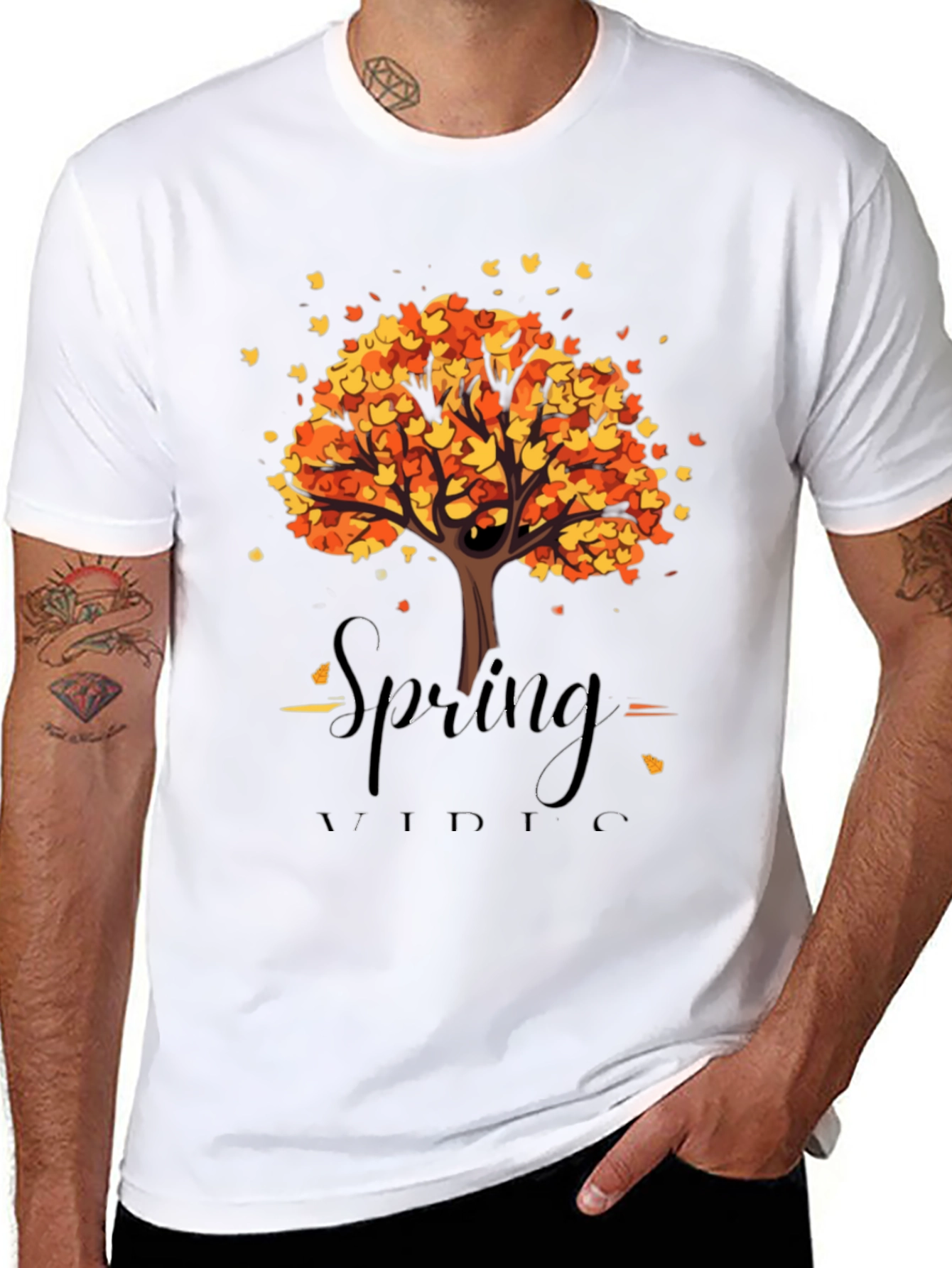 Autumn Tree Graphic Black T-Shirt