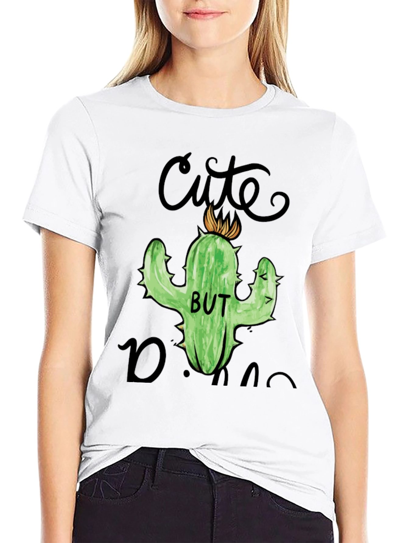 Cute But Dangerous Cactus Graphic T-Shirt