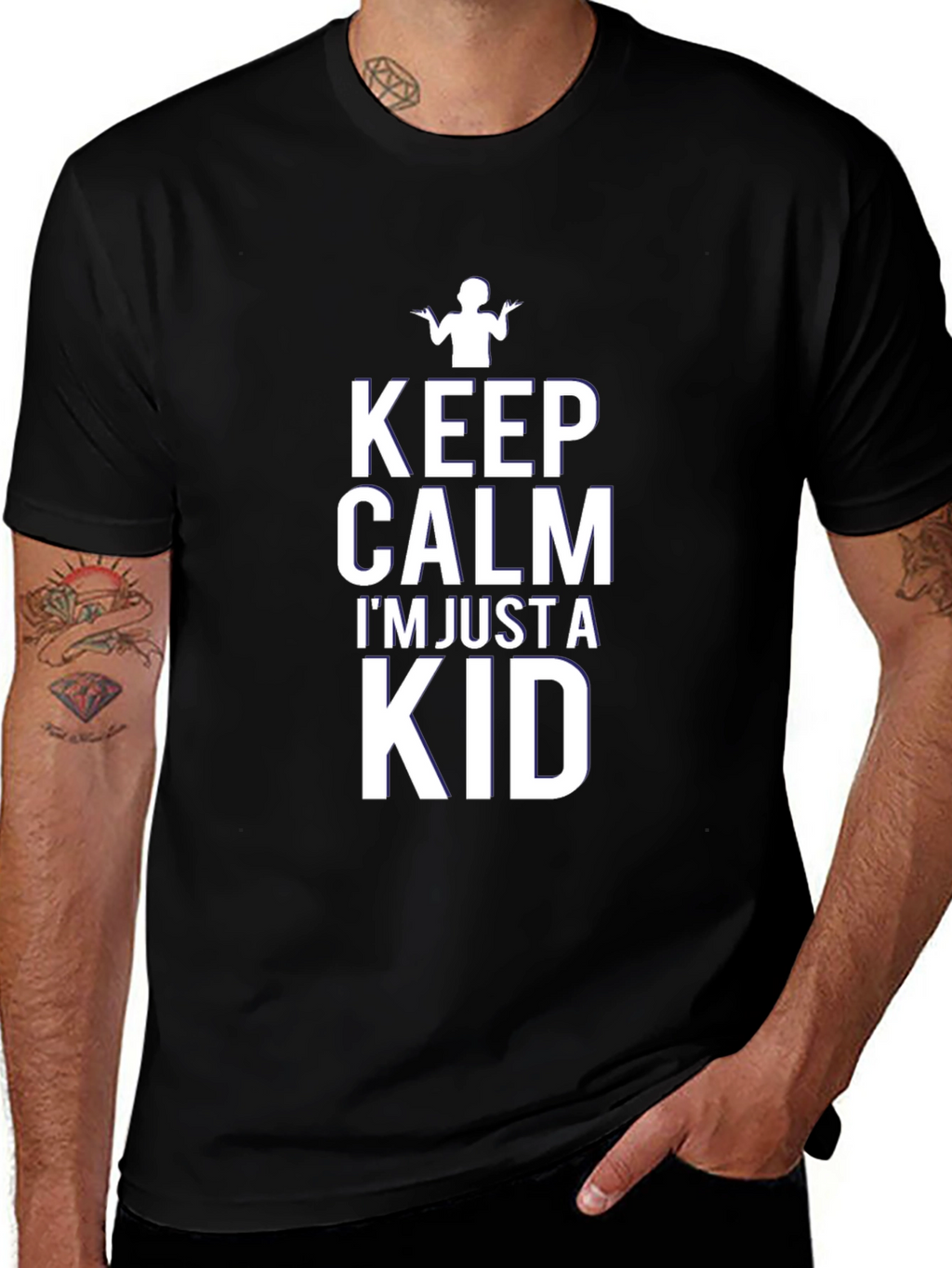 Keep Calm Im Just a Kid Black T-Shirt