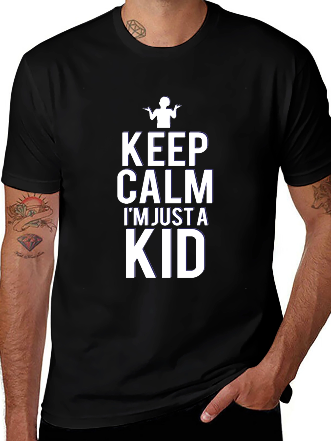 Keep Calm Im Just a Kid Black T-Shirt