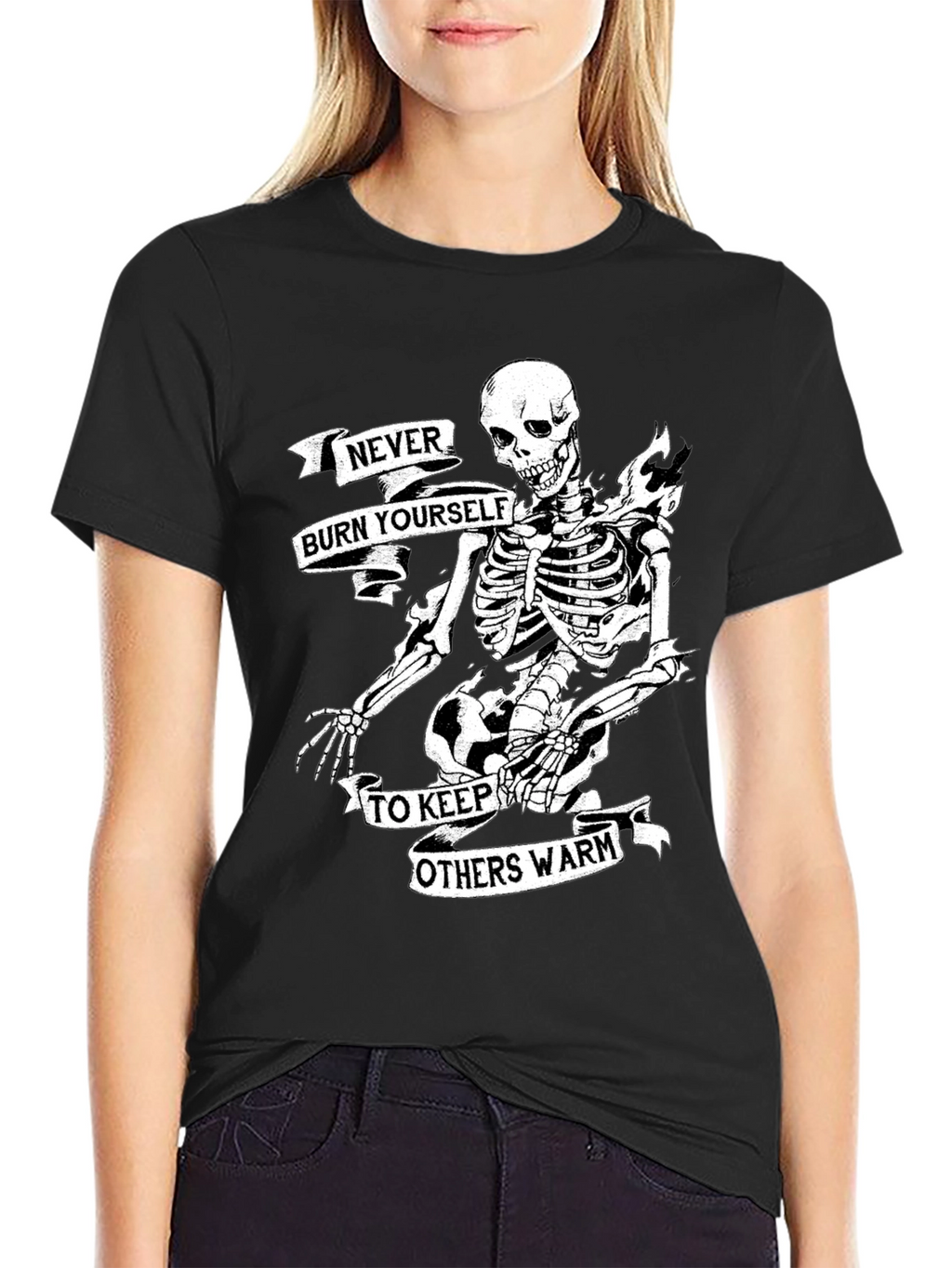 Skeleton Never Burn Yourself Graphic T-Shirt