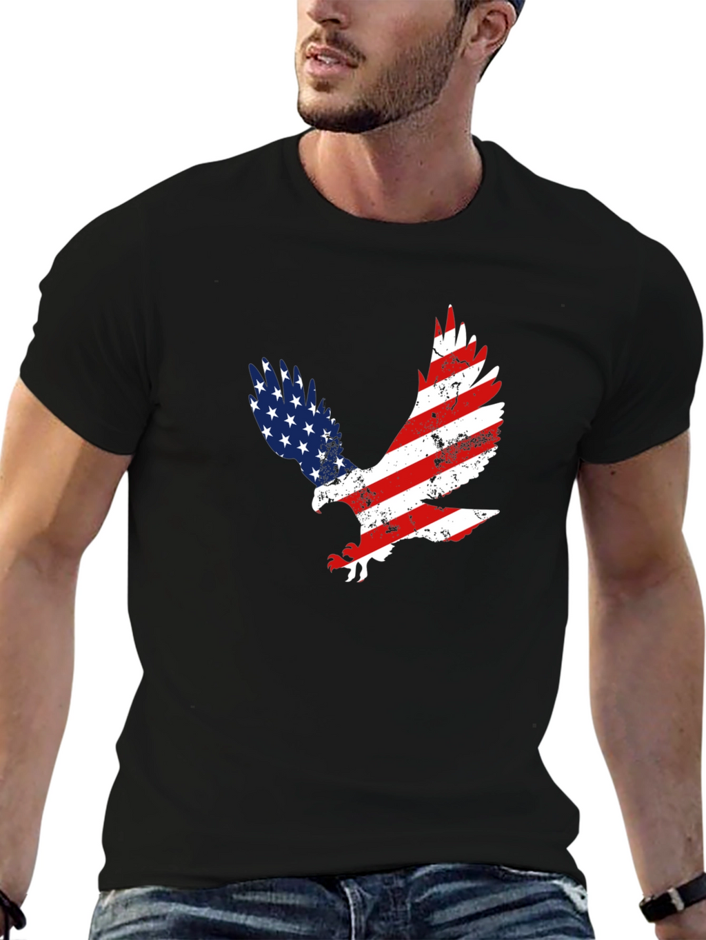 American Flag Eagle Graphic T-Shirt