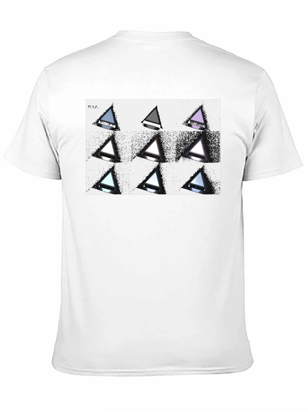 Geometric Triangle Print Black T-Shirt