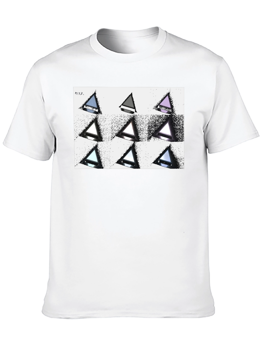 Geometric Triangle Print Black T-Shirt
