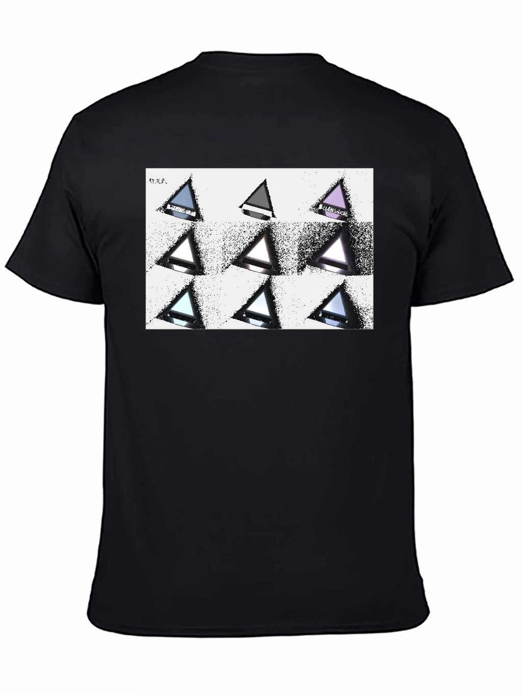 Geometric Triangle Print Black T-Shirt