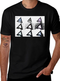 Geometric Triangle Print Black T-Shirt
