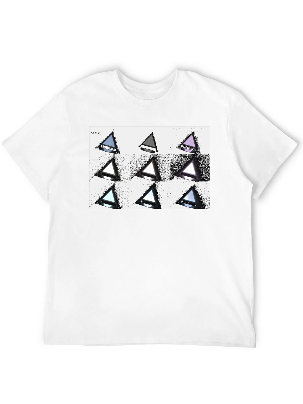 Geometric Triangle Print Black T-Shirt