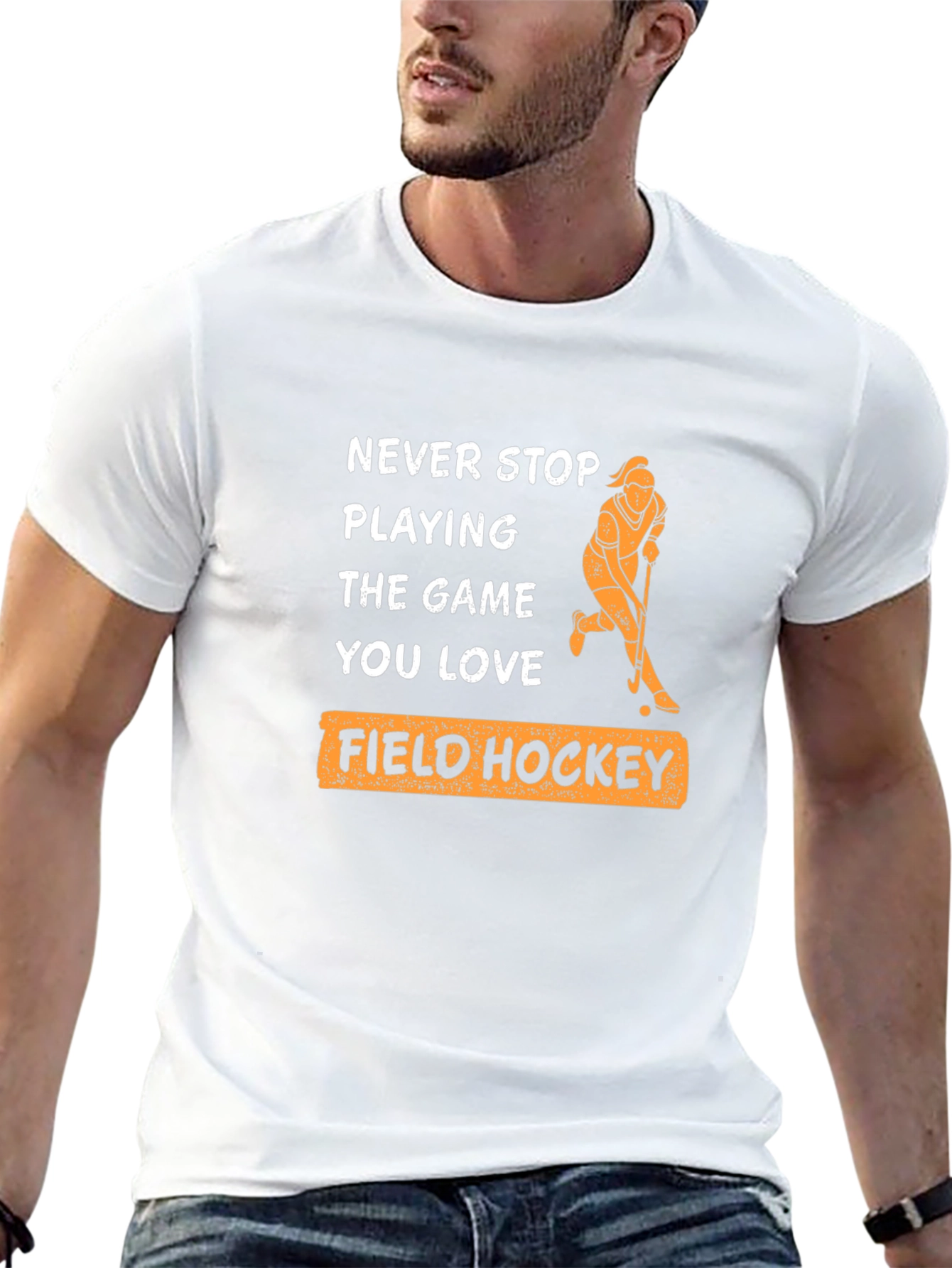 Never Stop Playing Field Hockey T-Shirt