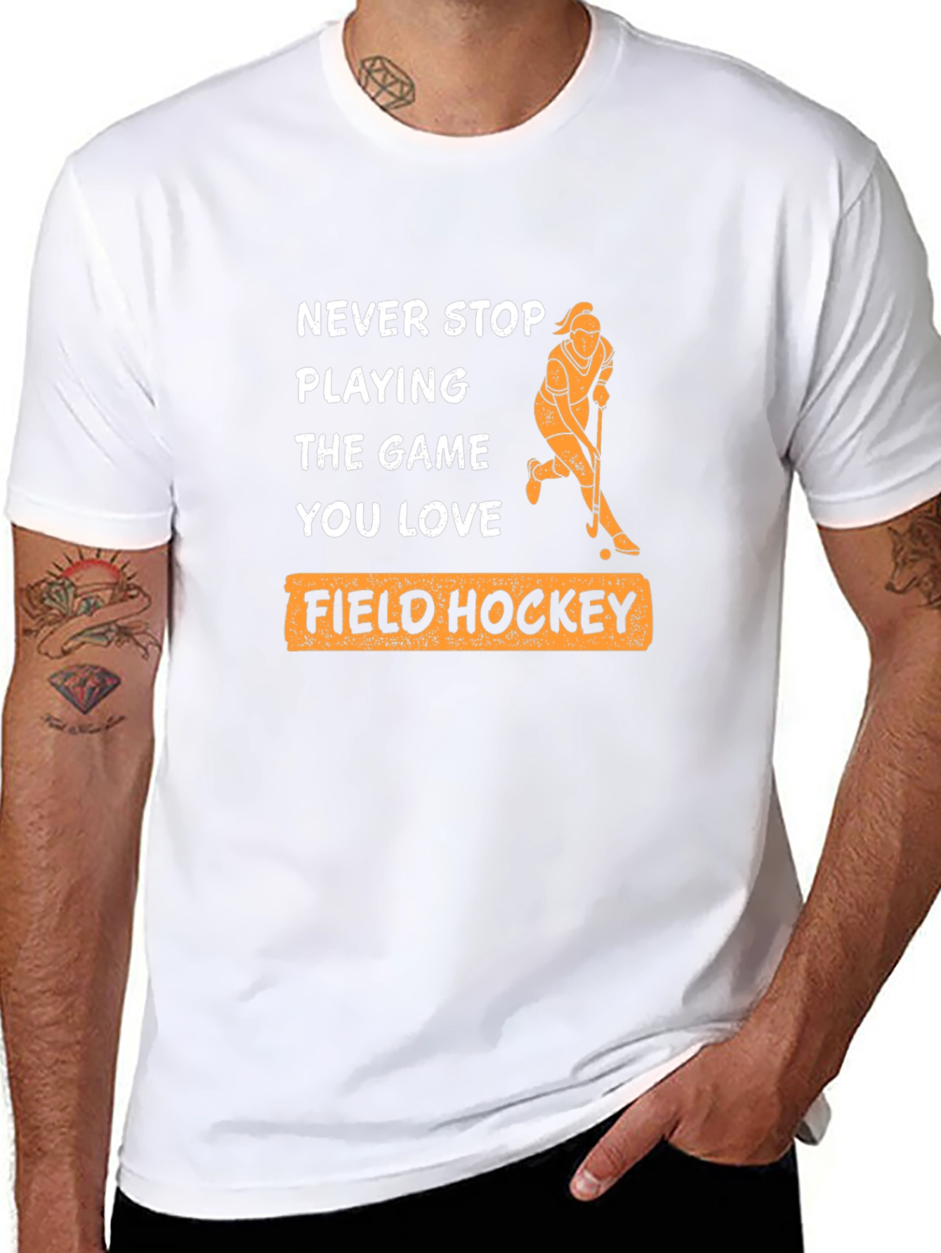 Never Stop Playing Field Hockey T-Shirt