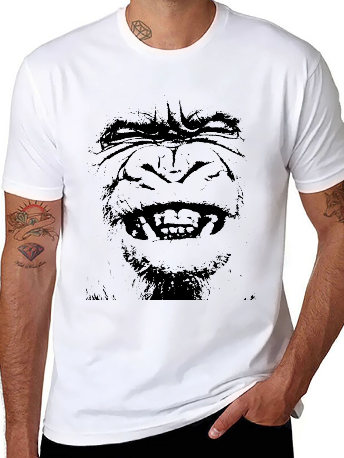 Mens Black Gorilla Graphic T-Shirt