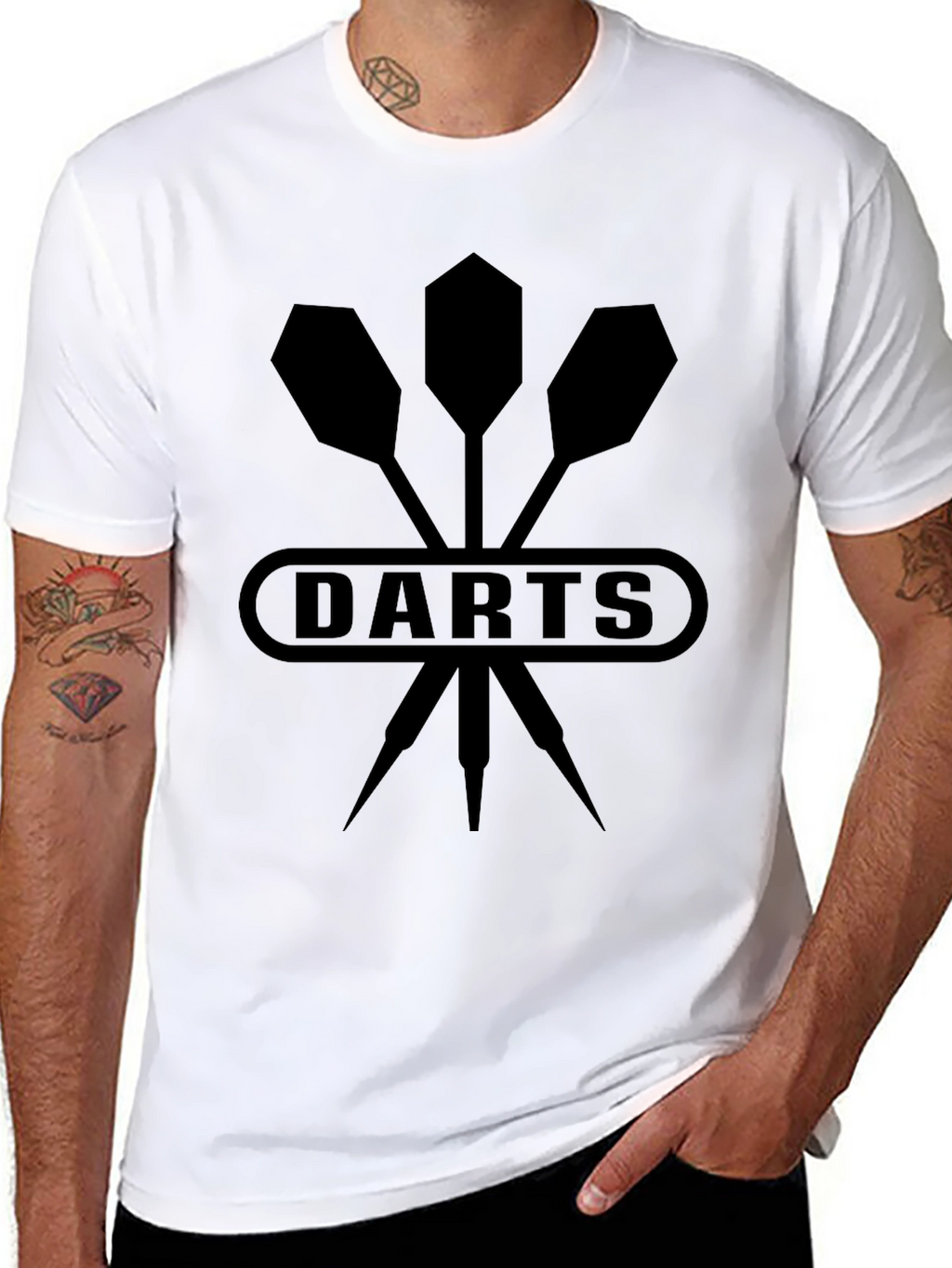 Mens Black Darts Graphic T-Shirt