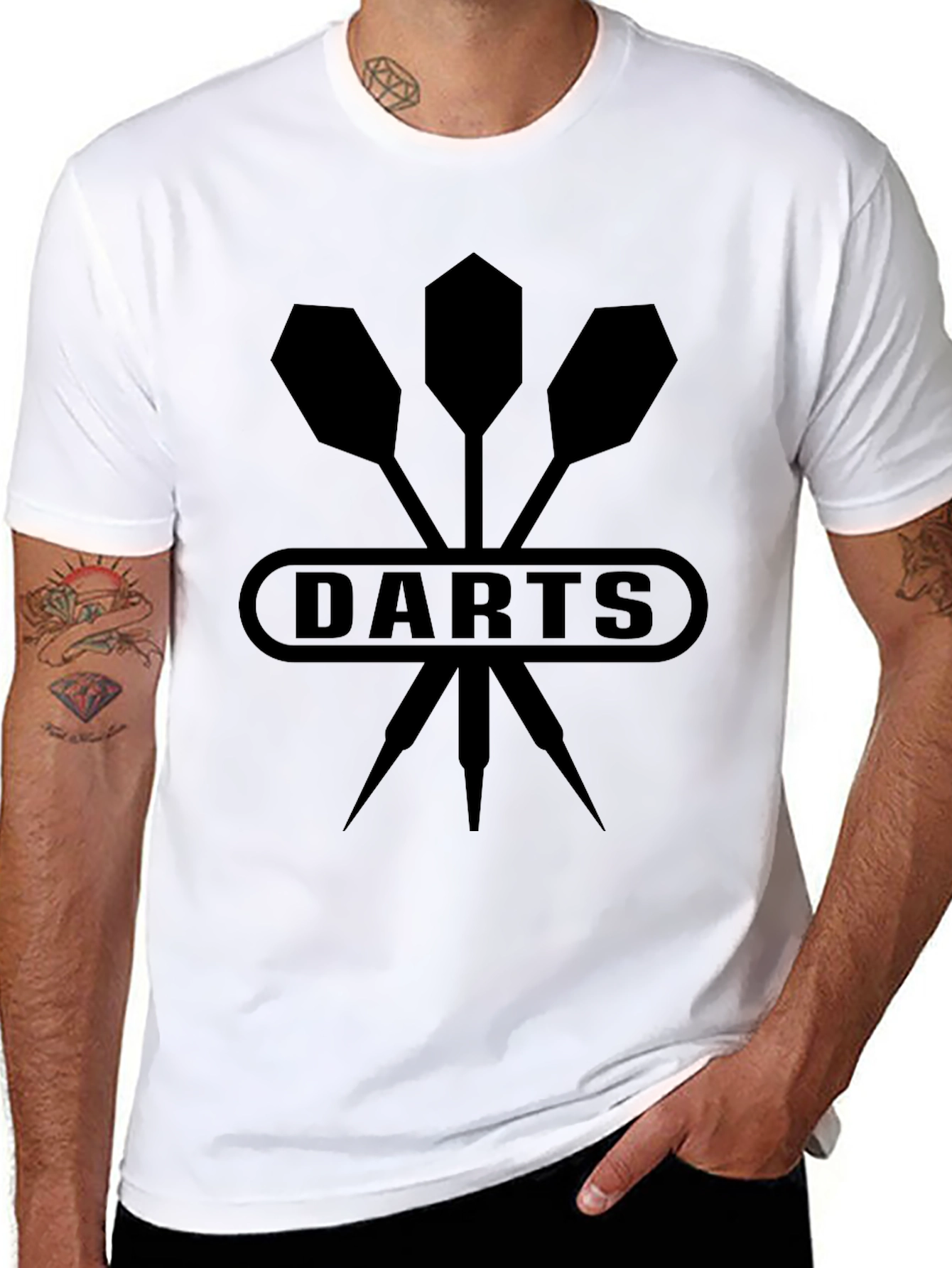 Mens Black Darts Graphic T-Shirt