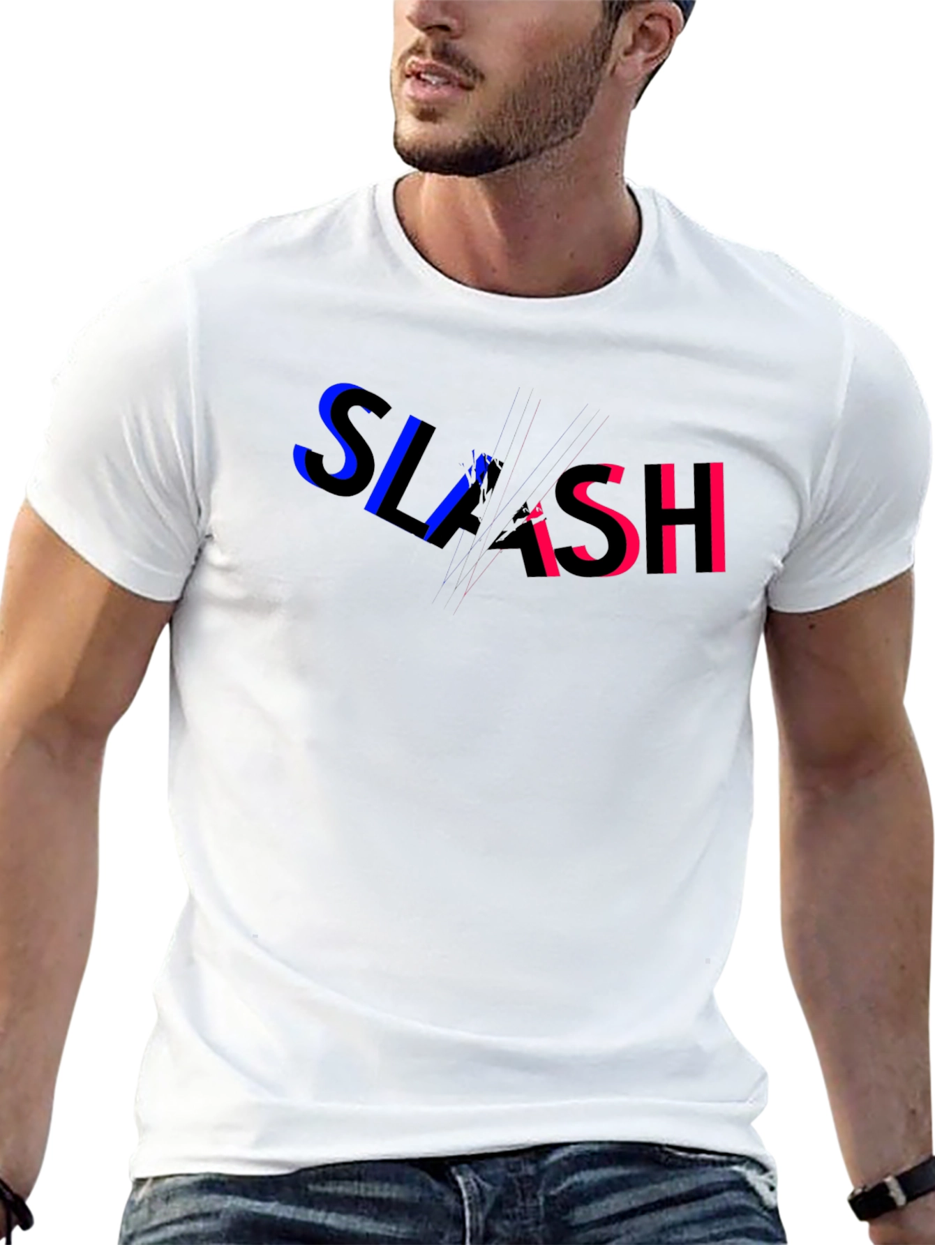 Slash Graphic Print Black T-Shirt