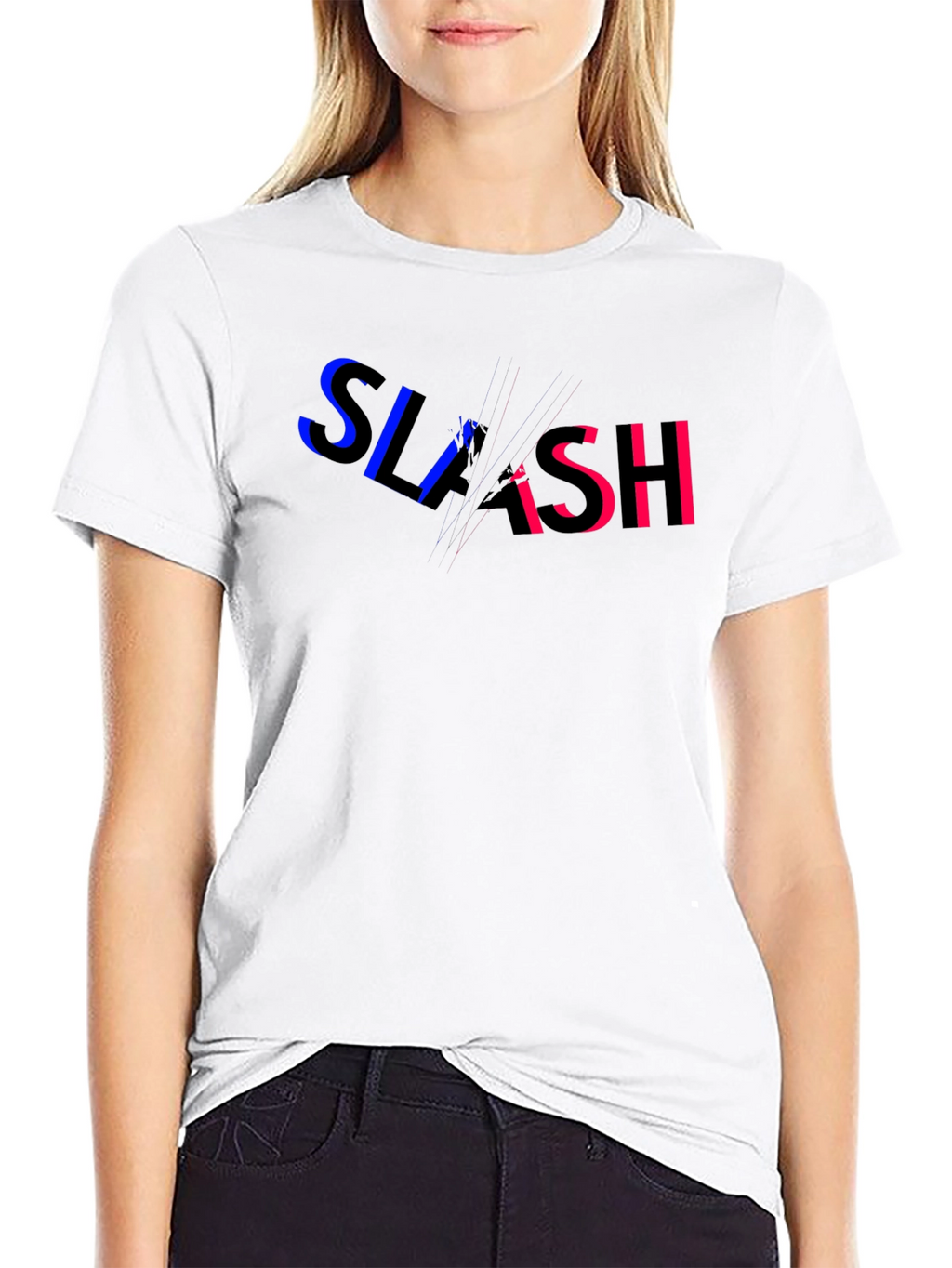 Slash Graphic Print Black T-Shirt
