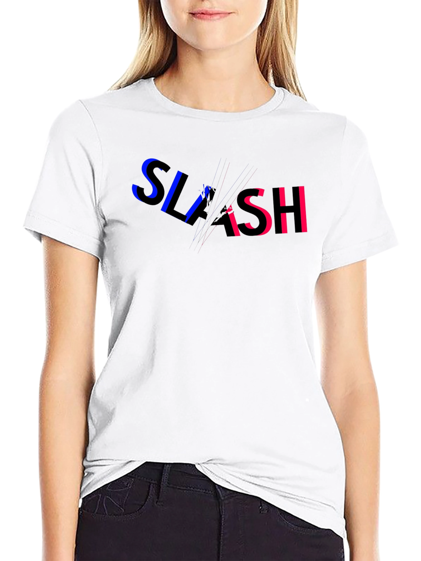 Slash Graphic Print Black T-Shirt