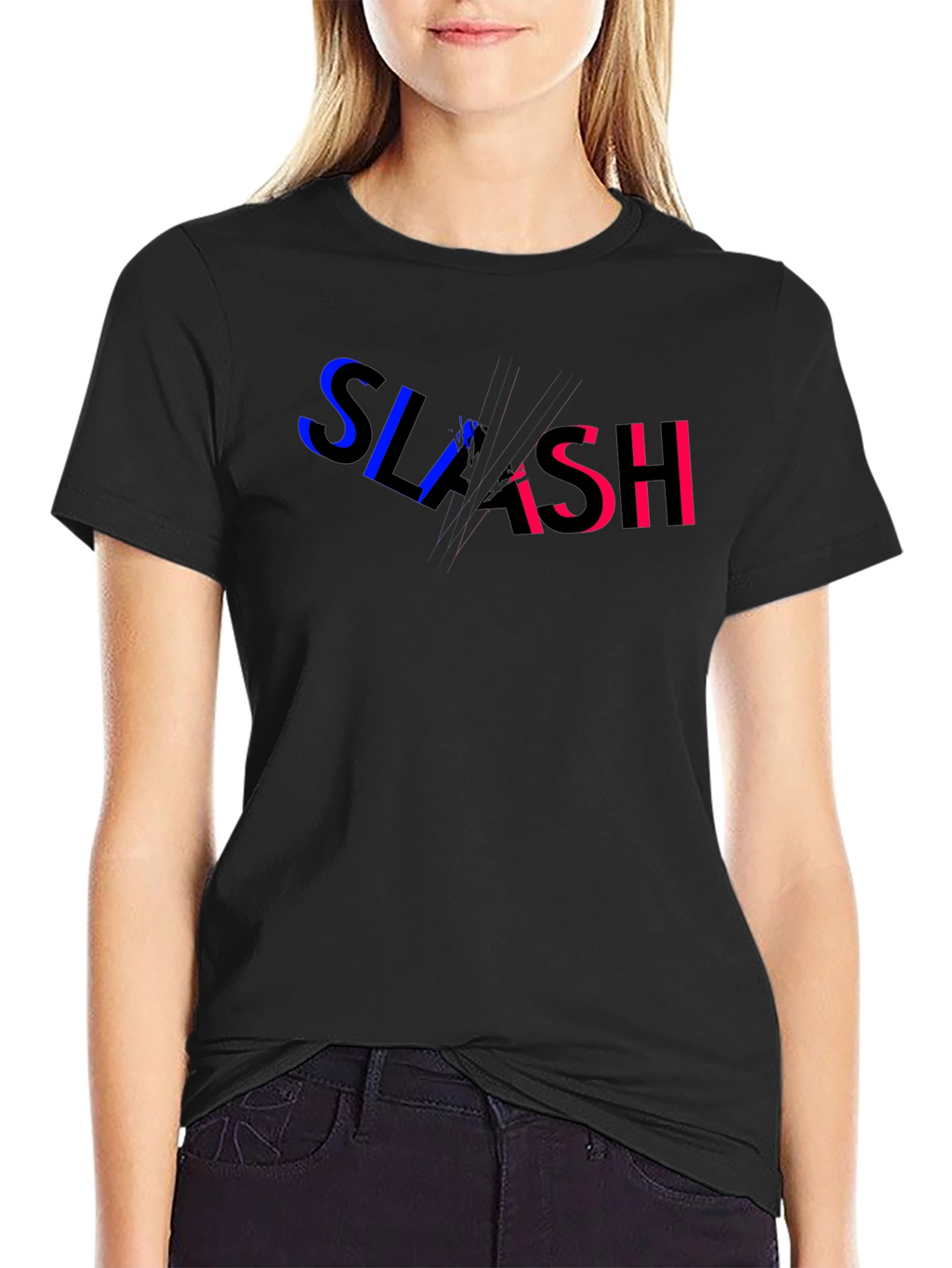 Slash Graphic Print Black T-Shirt